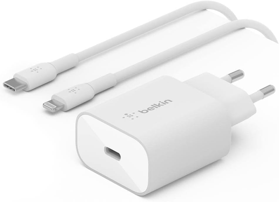 BELKIN Caricabatteria da parete USB-C Power Delivery PPS da 25 W + cavo da USB-C a Lightning