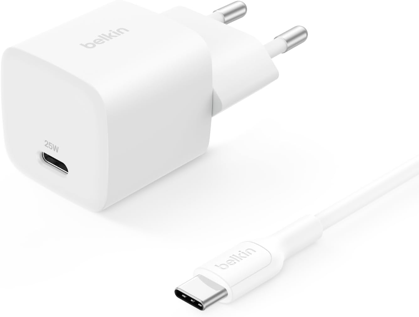 BELKIN Caricatore da Parete 25W + Cavo USB-C a USB-C 1m (Bianco)