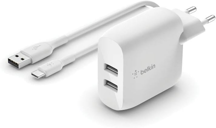 BELKIN Caricatore 24W + cavo USB-C (2 USB-A) (Bianco)