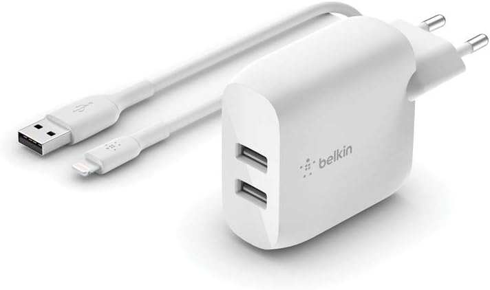 BELKIN Caricatore 24W + cavo Lightning (2 USB-A) (Bianco)