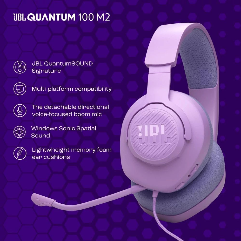 JBL Quantum 100M2 Cuffie Gaming Over Ear con Filo Viola