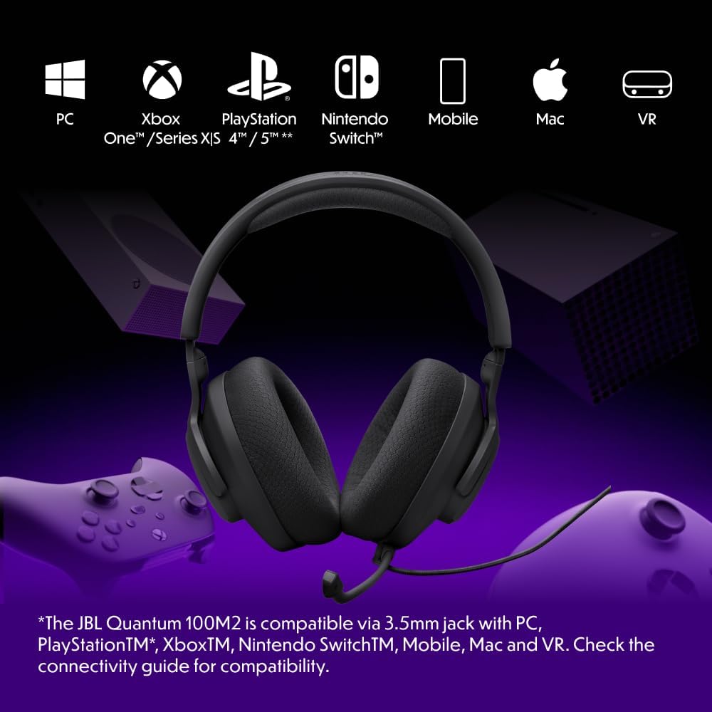 JBL Quantum 100M2 Cuffie Gaming Over Ear con Filo Nero