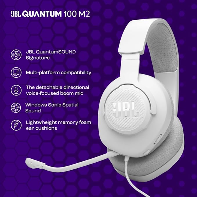 JBL Quantum 100M2 Cuffie Gaming Over Ear con Filo Bianche