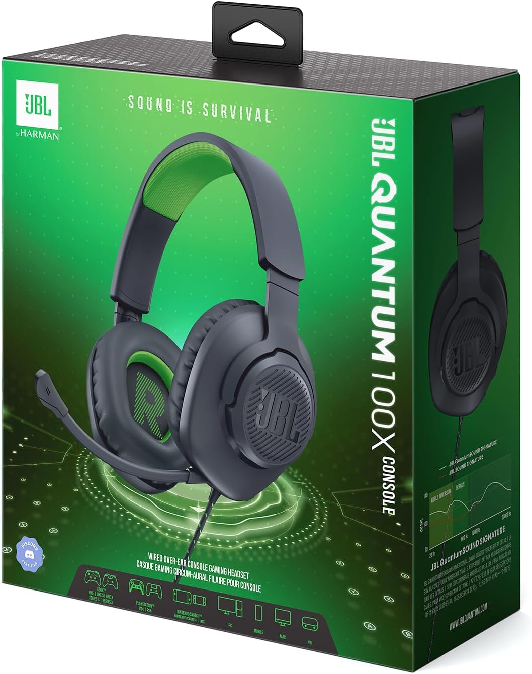 JBL QUANTUM 100X CONSOLE NERO E VERDE
