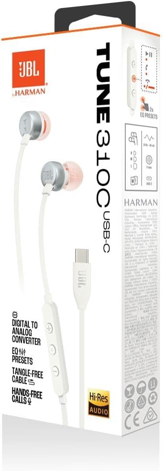 JBL Tune 310 C Auricolari In-Ear ad Alta Risoluzione Audio Bianco