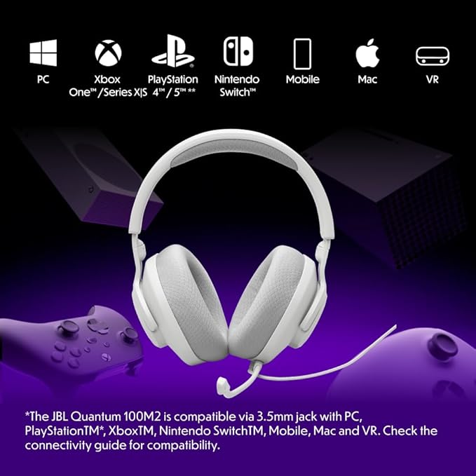 JBL Quantum 100M2 Cuffie Gaming Over Ear con Filo Bianche
